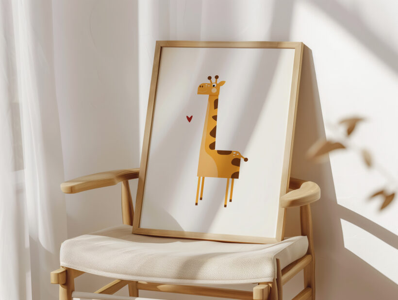 ilustracja z żyrafą
