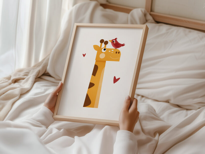 ilustracja z żyrafą