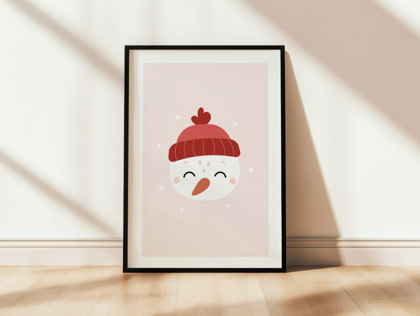 plakat z bałwankiem plakaty zimowe i świąteczne dla dzieci z bałwankiem