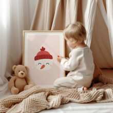 świąteczny plakat z bałwankiem świąteczne ilustracje do pokoju dziecka z bałwankiem