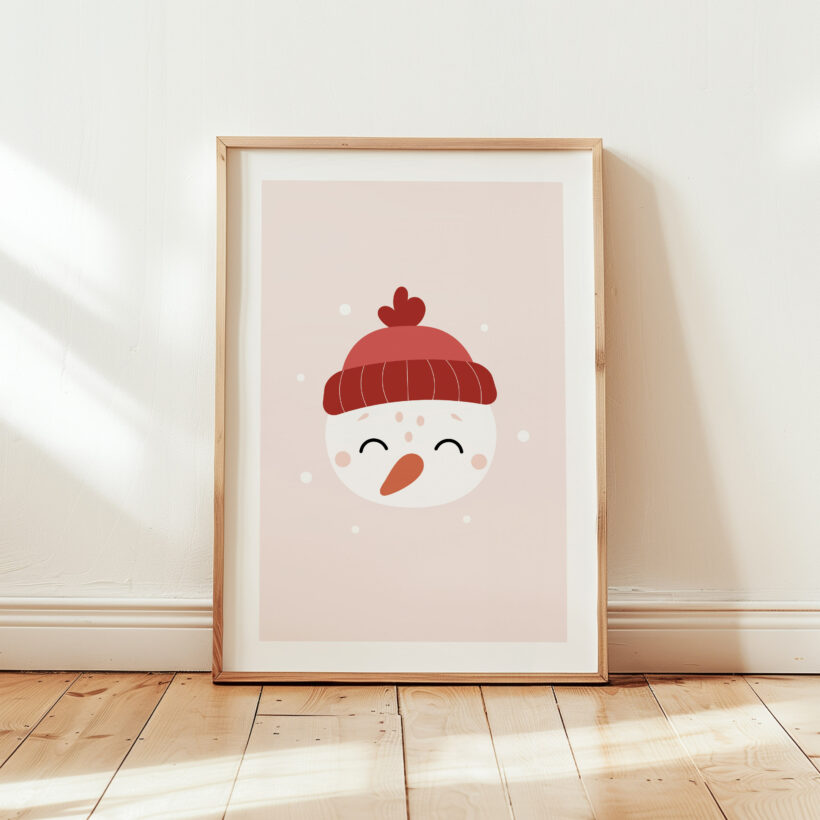 plakat bałwanek plakat świąteczny do pokoju dziecka z bałwankiem