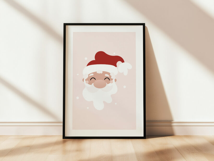 świąteczne ilustracje dla dzieci plakat ze świętym mikołajem do pokoju dziecka