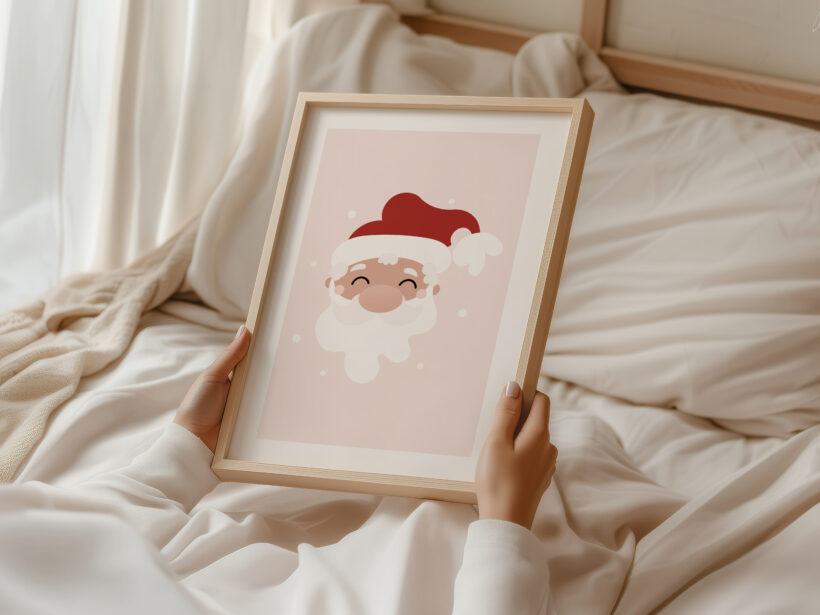 nowoczesne plakaty dla dzieci uroczy plakat na Święta dla dzieci ze Świętym Mikołajem