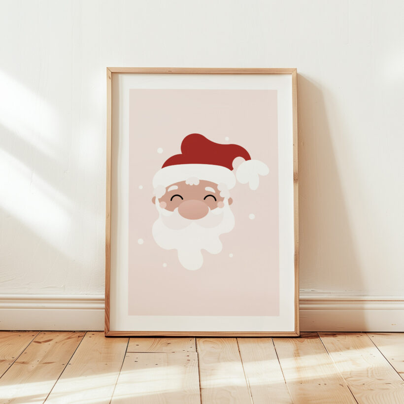 plakat święty mikołaj minimalistyczny plakat świąteczny ze Świętym Mikołajem