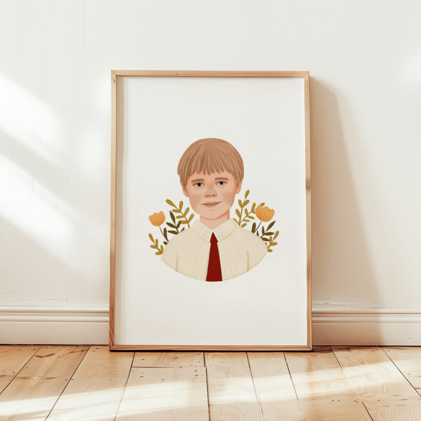 prezent na pierwszą komunię ilustrowany portret dziecka