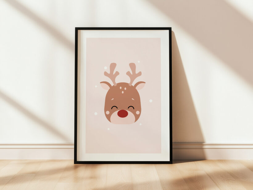 plakat z reniferem plakat świąteczny dla dzieci z reniferem