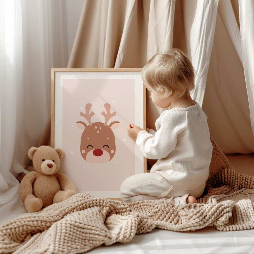 plakaty świąteczne dla dzieci uroczy plakat świąteczny z reniferem