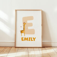 metryczka z żyrafą metryczka z imieniem dla dziecka