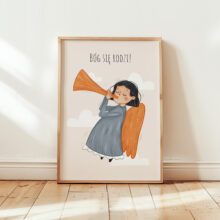 nowoczesny plakat świąteczny z aniołem