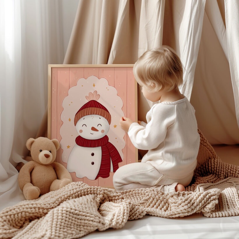 urocze i nowoczesne plakaty świąteczne z bałwankiem