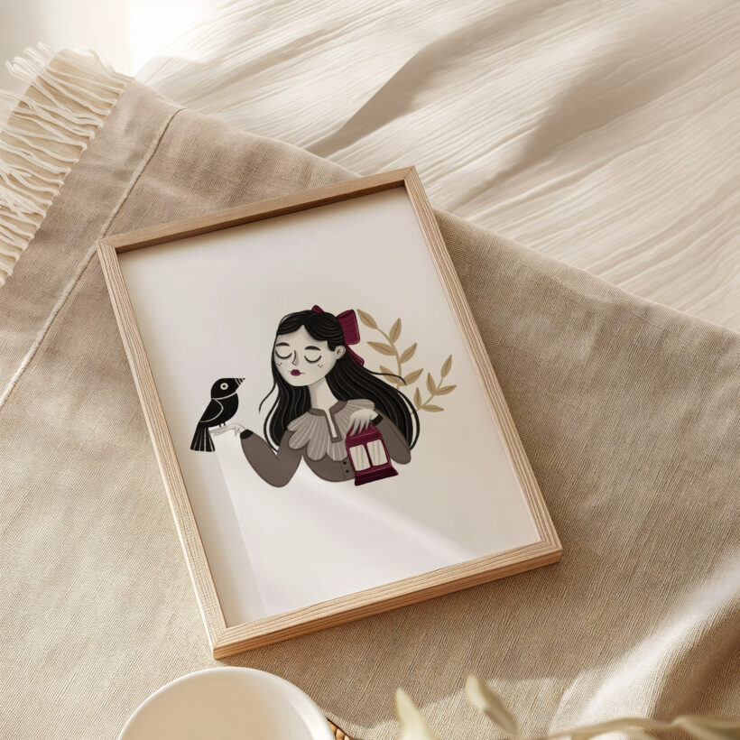 folkowe plakaty do domu ilustracje z kobietami