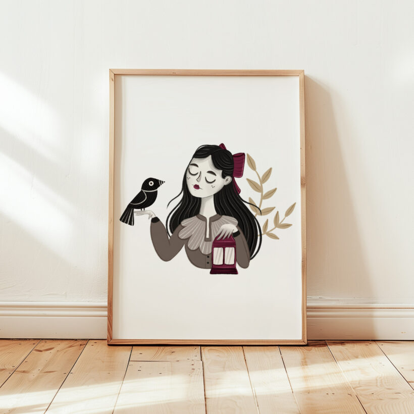 plakaty z kobietami w folkowym i rustykalnym stylu