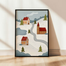 oryginalne plakaty zimowe i świąteczne ręcznie rysowane