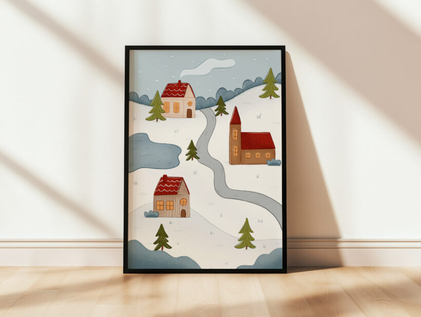 oryginalne plakaty zimowe i świąteczne ręcznie rysowane