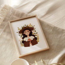 ilustrowane plakaty z kobietami leśne dekoracje do domu w folkowym i rustykalnym stylu plakaty z kobietami