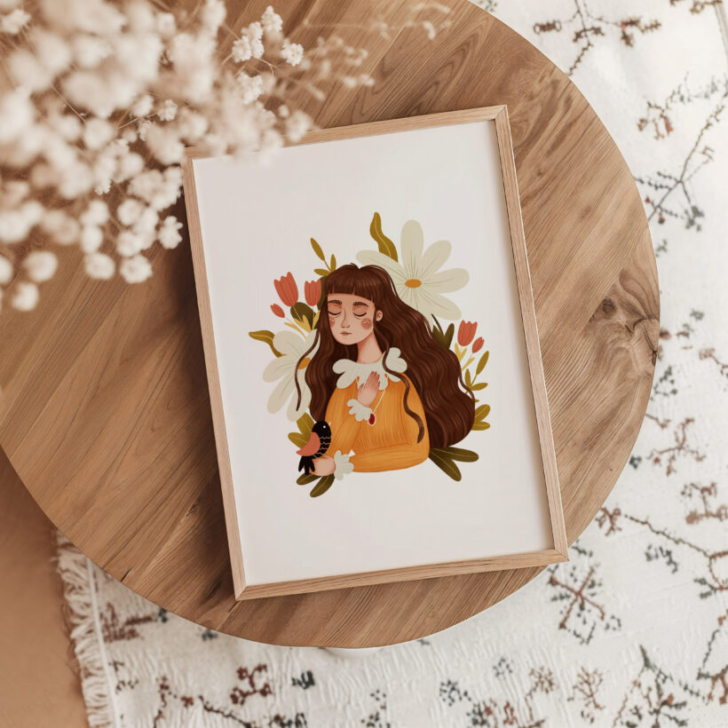 oryginalne ilustracje do salonu przytulna i oryginalna boho ilustracja w folkowym stylu do salonu