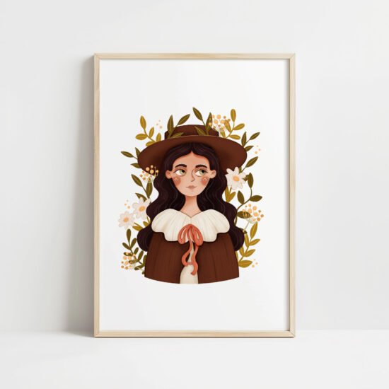 leśna dziewczyna wyjątkowa rustykalna ilustracja dodatki do domu w folkowym stylu