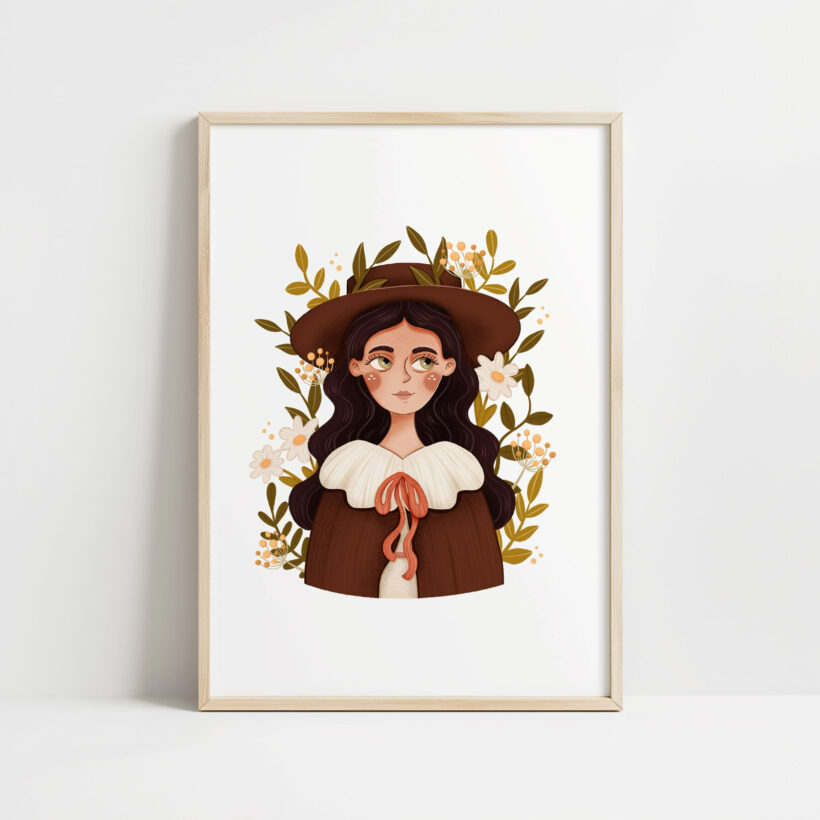 rustykalne plakaty z kobietami leśna dziewczyna wyjątkowa rustykalna ilustracja dodatki do domu w folkowym stylu