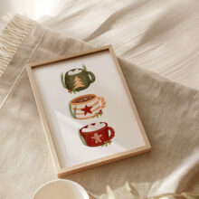 świąteczne kubeczki uroczy plakat do salonu na Boże Narodzenie