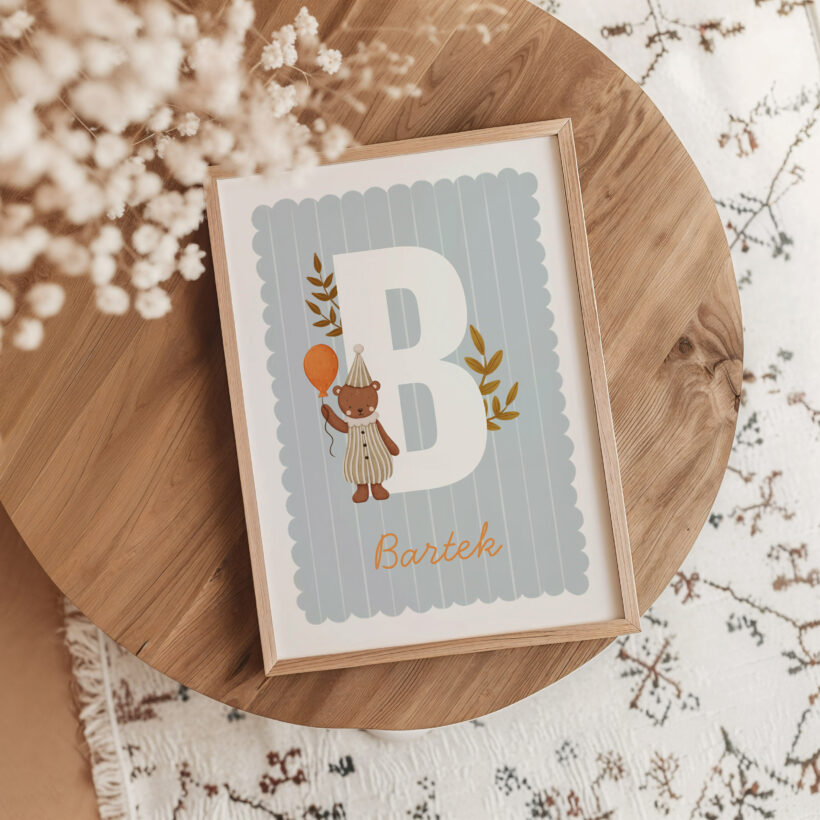 plakat z imieniem dla chłopca metryczka do pokoju dziecka