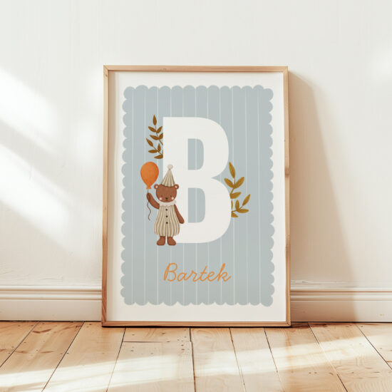 metryczka na zamówienie dla chłopca z misiem