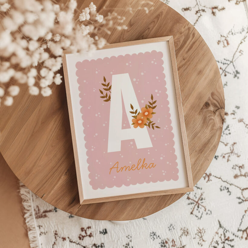 plakat z imieniem dziecka elegancki i uroczy plakat z imieniem dla dziewczynki oryginalna dekoracja