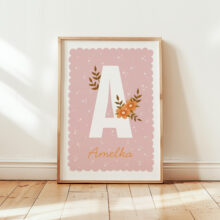 plakat z imieniem do pokoju dziecka plakat z imieniem dla dziewczynki różowa metryczka