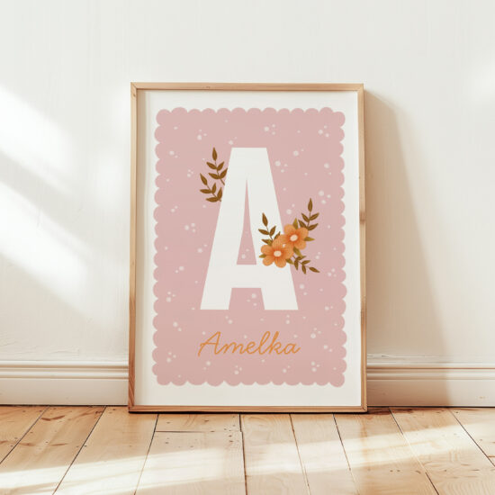 plakat z imieniem dla dziewczynki różowa metryczka