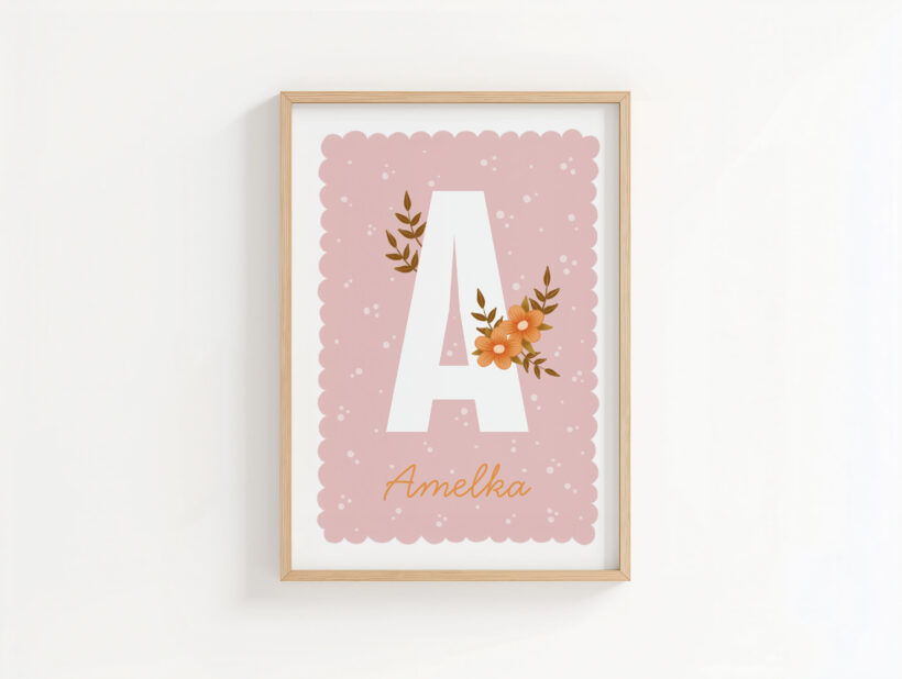 metryczka dla dziewczynki na zamówienie urocza metryczka do pokoju dziecka z kwiatami