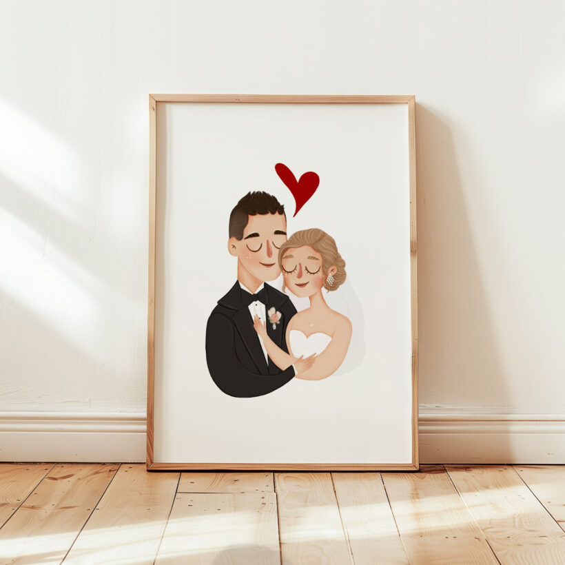 bajkowy rysunkowy portret pary