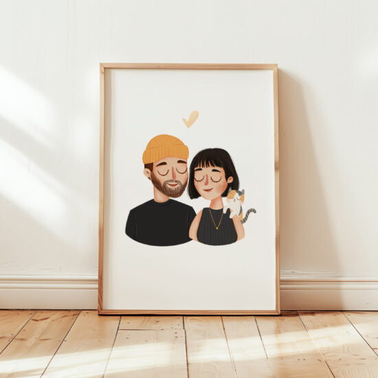 prezent na rocznicę ślubu portret ilustracja