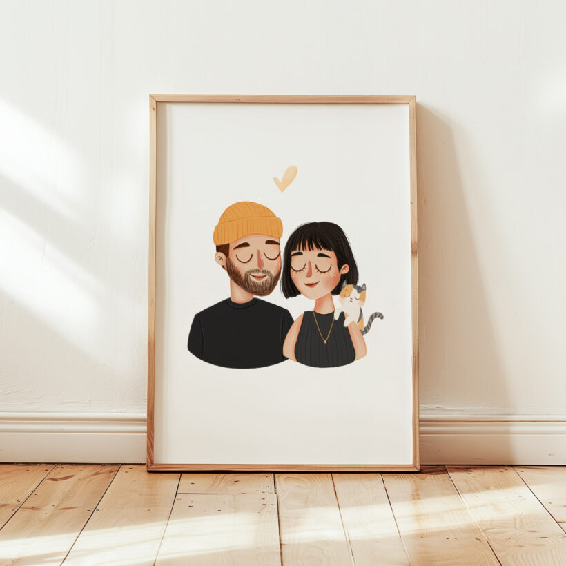 prezent na rocznicę ślubu portret ilustracja