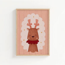 urocze i przytulne plakat na święta z reniferem do pokoju dziecka