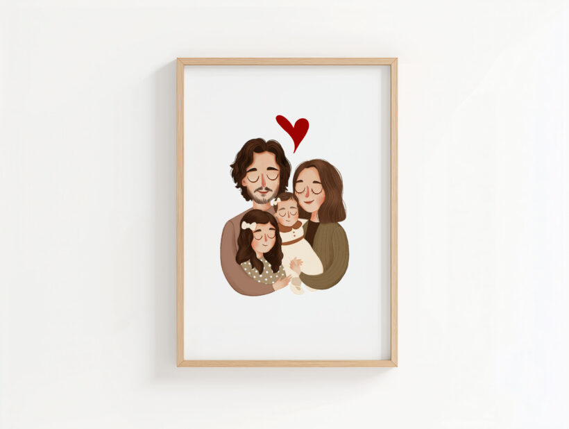 kreskówkowy portret rodziny