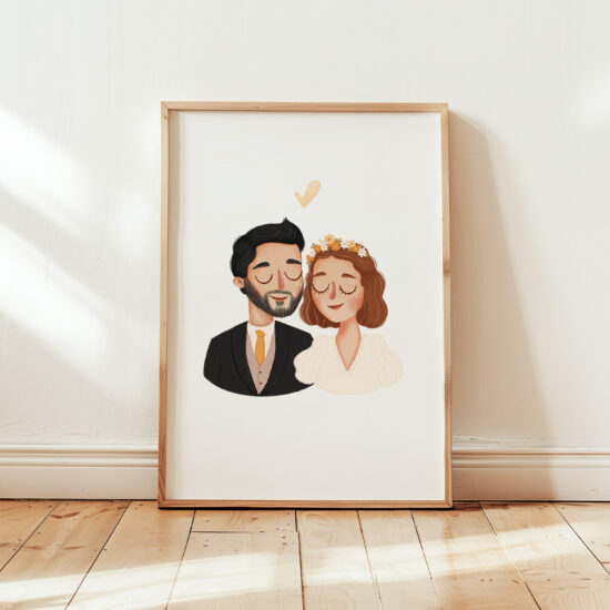 ilustrowany portret na zamówienie dla pary