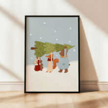 ilustrowany plakat świąteczny do pokoju dziecka