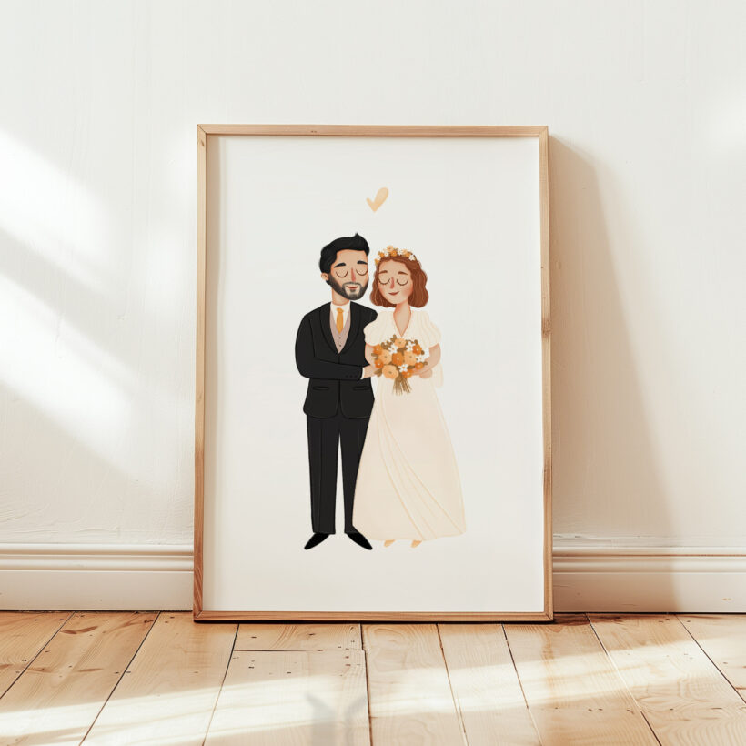 ilustrowany portret ślubny prezent
