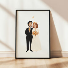 wyjątkowy prezent ślubny portret ilustracja