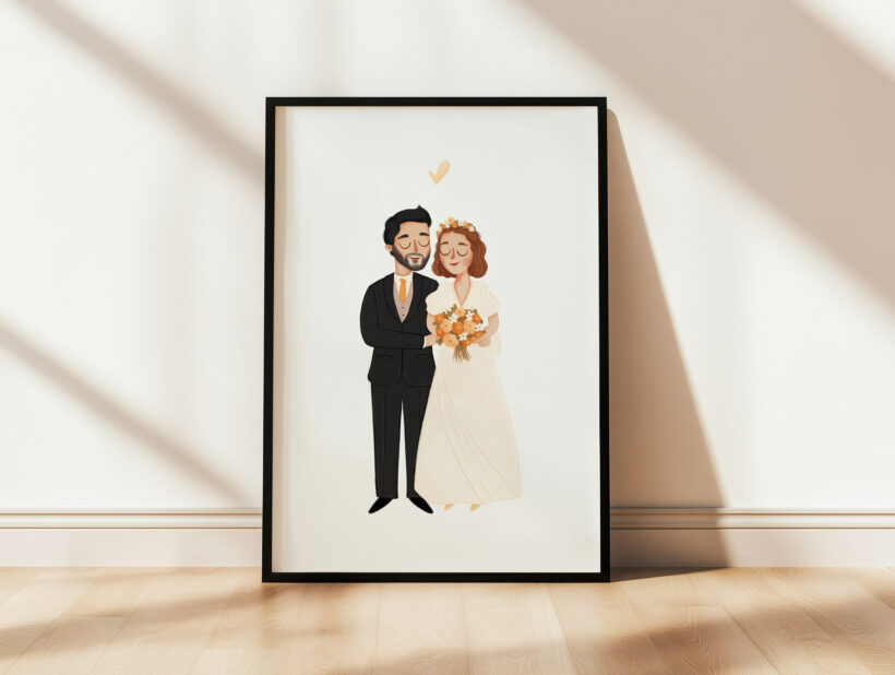 wyjątkowy prezent ślubny portret ilustracja