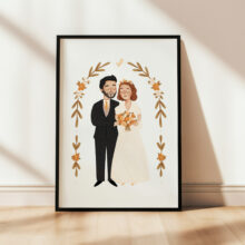 ilustracja ślubna portret pary