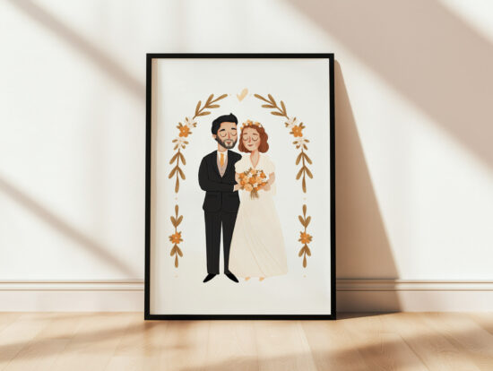 ilustracja ślubna portret pary