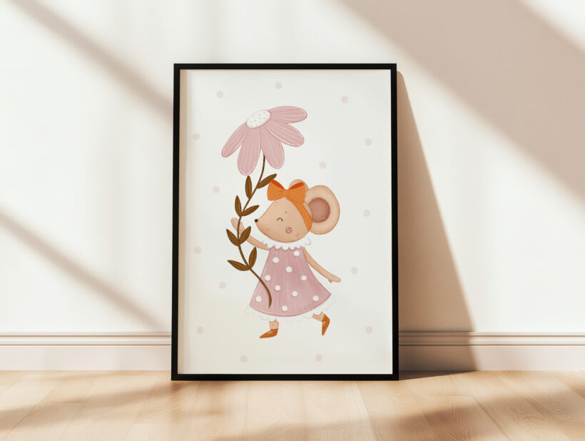 plakaty ze zwierzątkami do pokoju dziecka urocze ilustrowane plakaty do pokoju dziewczynki narodziny chrzest
