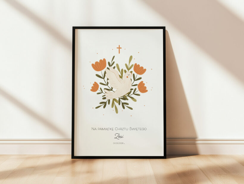 Pamiątka Chrztu Świętego na zamówienie elegancka i urocza pamiątka pierwszej komunii świętej