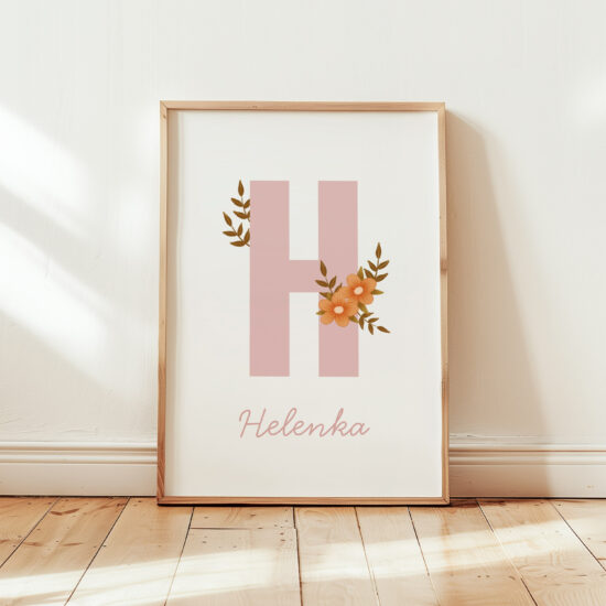 uroczy elegancki plakat z imieniem dziecka do pokoju dziewczynki chrzest narodziny roczek