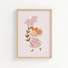 urocza ilustracja z myszką do pokoju niemowlaka