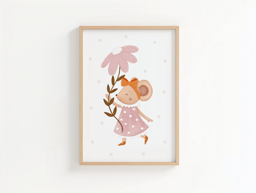 elegancki plakat do pokoju dziewczynki autorskie plakaty do pokoju dziecięcego z uroczymi zwierzątkami