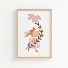 urocze delikatne plakaty do pokoju dziewczynki plakat z zajączkiem i kwiatami