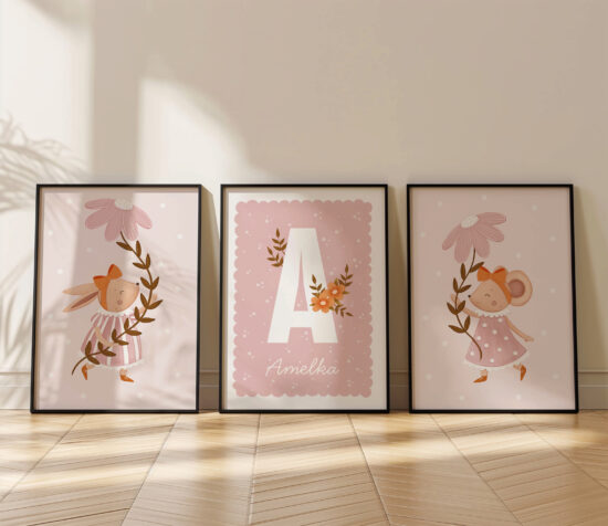 zestaw ilustracji do pokoju dziecka z imieniem