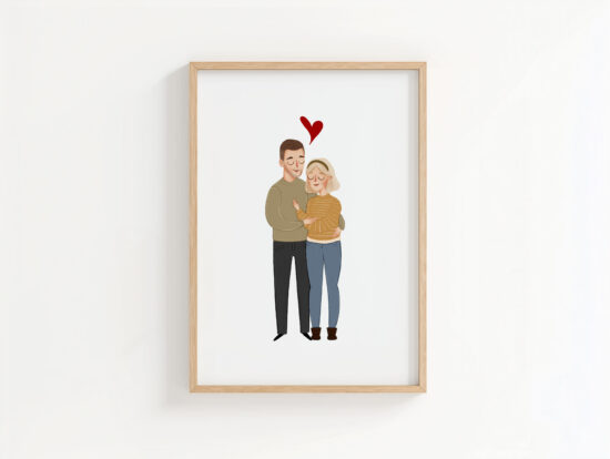 portret rodzinny na zamowienie portret bajkowy dla pary prezent ślubny