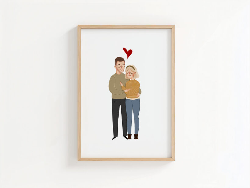 portret rodzinny na zamowienie portret bajkowy dla pary prezent ślubny